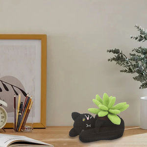 Nuovo gatto in vaso Crochet ornamenti fatti a mano fai da te tessuti e tessuti artigianali <span class=keywords><strong>con</strong></span> istruzioni in inglese - Product Image 5