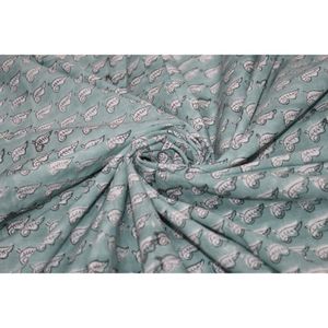 Mint <b>Green</b> Leaf Buti Print Hand Block Printed Cotton Fabric Wholesale Lightweight Cotton Fabric Indian Floral Dress Making - Product Image 6