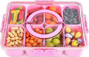 Boîte à goûter portable, récipient à fruits, récipient à nourriture, <span class=keywords><strong>plateau</strong></span> à goûter à compartiments séparés <span class=keywords><strong>avec</strong></span> <span class=keywords><strong>couvercle</strong></span> - Product Image 4