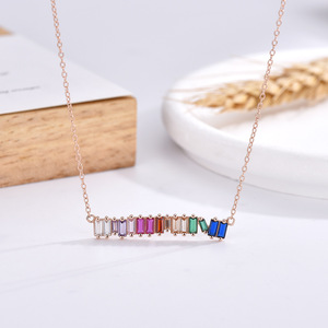 Daochong Custom Fashion New Design Summer Delicate Sparking Colorful Cubic Zirconia <strong>Rainbow</strong> <strong>Necklace</strong> - Product Image 6