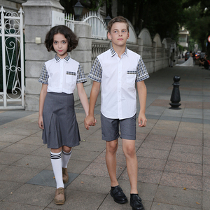 <strong>New</strong> <strong>Style</strong> Fashion Summer Primary <strong>Kindergarten</strong> Daily Wear <strong>School</strong> <strong>Uniform</strong> 2 Piece Girls White Shirt Gray Skirt Sets - Product Image 2