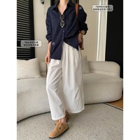 Chemise à manches longues en coton, style rétro JGG, à rayures contrastées, col à revers, coupe ample, nouvelle collection printemps, Sn8627