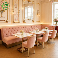 Bancs de Banquette en Velours Rose et Bois pour Restaurants, Vente en Gros Usine, Sièges d'Angle pour Banquets et Cafés