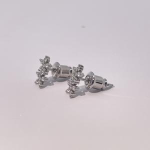 Tianyu Gems Classic Women's Brass Gold-Plated Stud <b>Earrings</b> with White Cubic Zircon Double Flower Design - Product Image 3