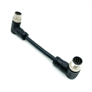 Connecteur d'aviation M12 à angle droit étanche IP67 en laiton et caoutchouc pour montage en queue - Product Image 2