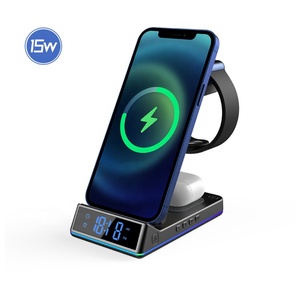 Cargador inalámbrico 3 en 1 plegable de escritorio para el hogar directo de fábrica, reloj <span class=keywords><strong>despertador</strong></span> rápido LED y soporte para teléfono móvil, función Pd, tipo eléctrico - Product Image 6