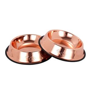 Alimentador de animais de estimação de ouro rosa, tigelas de aço inoxidável - Product Image 1