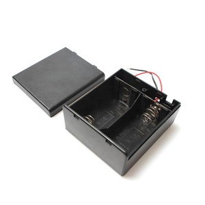 Portabatterie a 2 slot tipo D in PP nero, contenitore per 2 batterie di dimensione X/D <span class=keywords><strong>con</strong></span> coperchio e interruttore - Product Image 1