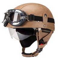 Casque de moto vintage rétro LDQ demi-face en ABS homologué DOT avec visière transparente à dégagement rapide unisexe toutes saisons