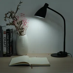 Lâmpada de mesa LED com escurecimento automático, 3 cores, brilho ajustável, flexível, sensor de luz pescoço de ganso, lâmpada de mesa com porta de carregamento USB