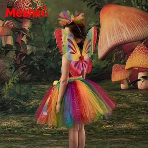 Children Dance Performance Stage Costume Christmas Girls Party Carnival Clothing With Wings <b>Rainbow</b> <b>Tutu</b> <b>Dress</b> for Kids - Product Image 4