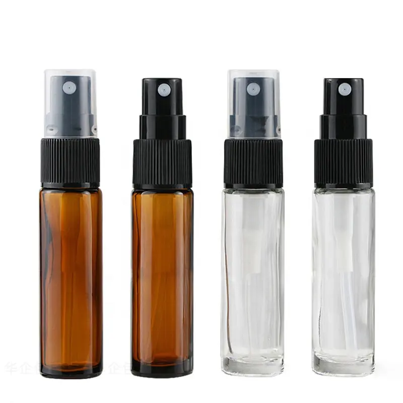 High Quality glass spray bottle with Plastic Spray Pump Mini Tester 10ml Small Perfume Atomizer Vials Sample Glass Bottle