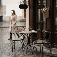 Ensemble de jardin rétro en fer forgé de style mosaïque européen pour extérieur, table et chaises, idéal pour véranda, cour, loisirs, imperméable et résistant aux UV