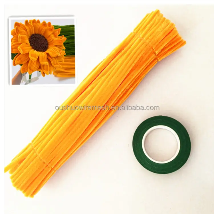 Artesanato artesanal sol flor tulipa flor material fuzzy torcido varas Chenille Stems Pipe Cleaners para DIY e crianças brinquedos