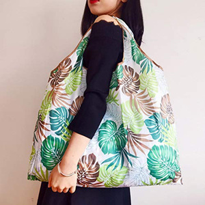 กระเป๋าผ้าไนลอนพิมพ์ซับลิเมชันแบบใช้ซ้ำได้เป็นมิตรกับสิ่งแวดล้อมลายการ์ตูนพับได้กระเป๋าช้อปปิ้งขนาดกลางสีเหลือง - Product Image 6