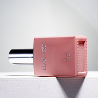Flacon de parfum carré en verre rose de 50 ml avec vaporisateur pompe, emballage cosmétique sérigraphié, flacon de soin avec boîte cadeau