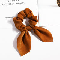 Chouchou en soie de mûrier couleur unie avec nœud, élastique populaire pour femmes, en satin