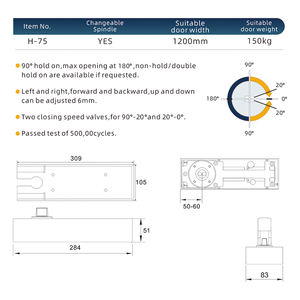 ग्लास दरवाजा मंजिल वसंत मंजिल काज परिशुद्धता कास्टिंग करीब दरवाजा काज 1200mm - Product Image 5