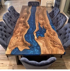 Table en résine époxy moderne pour l'extérieur, vente en gros, table de rivière personnalisée, table à manger en bois et résine époxy pour restaurant - Product Image 2