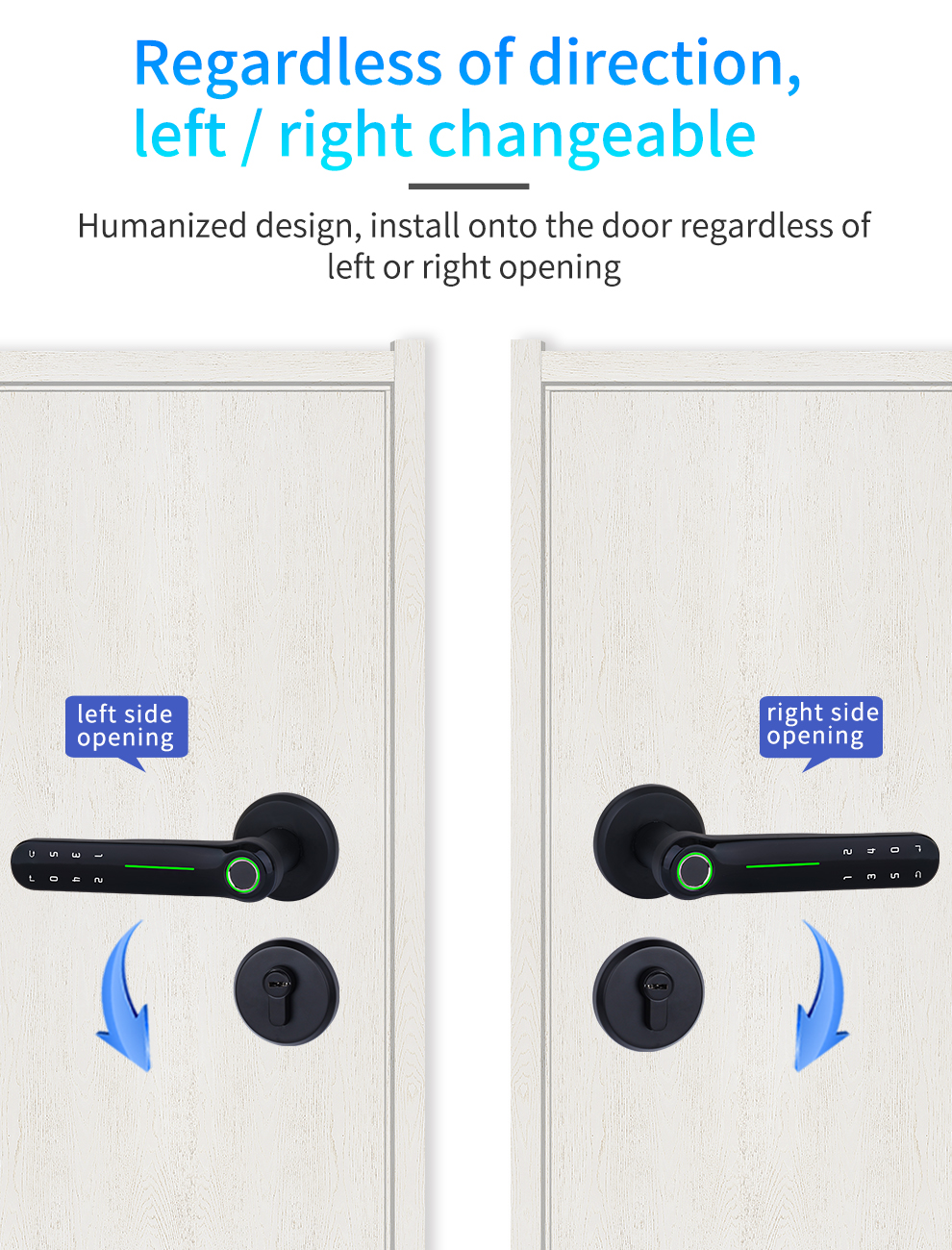 Glomarket Tuya Simple Design Indoor Smart Fingerprint Door Lock Password Handle Smart Door Lock