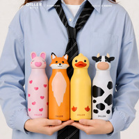 Botella de Agua Infantil con Diseño de Animales, Personalizable con Logotipo, de Acero Inoxidable, Aislada, con Pajita, 200ml 500ml, para la Escuela