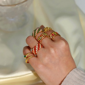 Nuevo Anillo Geométrico de Moda para Mujer, Chapado en Oro de 18K y Rodio, de Acero Inoxidable, con Goteo de Color, Joyería con Logotipo Personalizado - Product Image 6