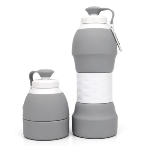 Promotional Private Logo Reusable Portable Collapsible Silicone Water Bottle for Sport Gym Camping Hiking