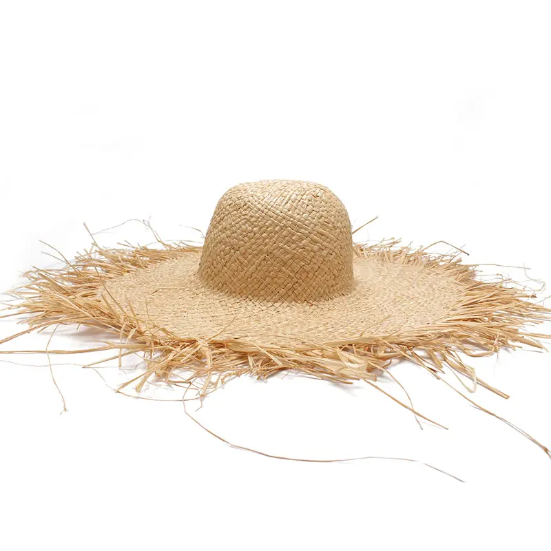 Hot Sales Outdoor Reizen Zomer Vakantie Vizier Ronde Breed Grote Rand Vrouwen Opvouwbare Strand Raffia Strohoed