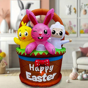 Decoraciones Inflables de Pascua para Interiores y Exteriores, Conejo, Pollito y Oveja en Cesta de 6 Pies, para Decoración de Hogar, Hotel, Jardín y Fiestas - Product Image 3