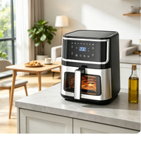 Friteuse à air grande capacité pour la maison avec fenêtre en verre transparente à l'avant, commande tactile intelligente 360° °   Cuisinière à convection à air chaud