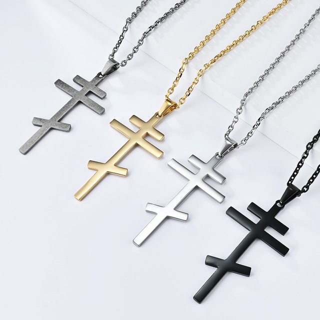 Eastern Orthodox Christian Religious Jewelry Silver/gold Plated Stainless Steel Eastern Orthodox Cross Men Necklace Pendant