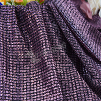 Tissu jersey brillant en maille lurex à carreaux métalliques pour vêtements textiles