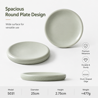Assiette à dîner en mélamine au design contemporain, gris mat, forme de baril, résistante aux chocs, passe au lave-vaisselle, écologique, pour hôtel, banquet