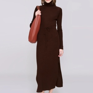 Vestido de Lana para Mujer, Marca Propia, Nuevo Modelo de Primavera, Estilo Casual, Cuello Alto, Elegante, Vintage, Recto, Maxi, Estilo Francés - Product Image 1