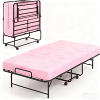 Lit d'appoint pliant pour bureau, appartement, chambre à coucher, avec cadre métallique robuste, roues verrouillables, gain de place, matelas portable