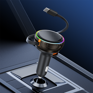 Cargador de Coche Doble ABS con Luces de Colores, Carga Rápida, 3 en 1, Cable Retráctil de 80CM, 45W, Compatible con Todos los Vehículos, Encendedor de Cigarrillos - Product Image 2