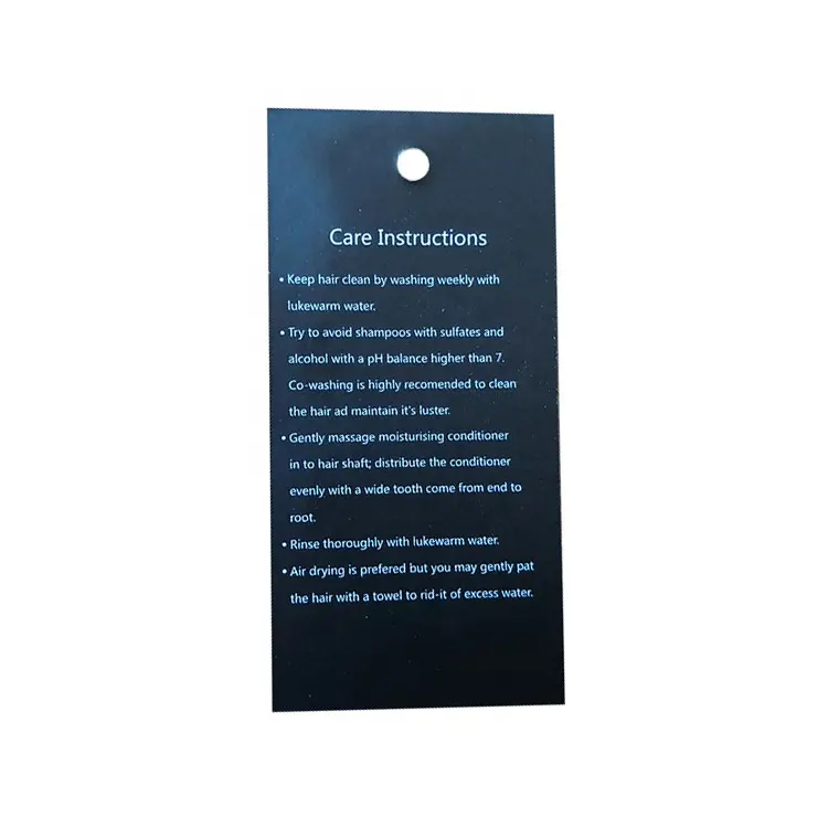 C-18 Hot Koop Haarverzorging Instructie Papier Card Custom Logo Zilverfolie Stempel Zwart Papier Tags Groothandel