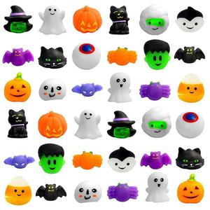 Vente en gros de Mochi Squishy d'Halloween, 10-30 pièces, jouets anti-stress en silicone souple, animaux, citrouille, fantôme, jouets à presser, cadeaux pour enfants, TPE - Product Image 3
