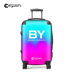 Customized Design PC Transparent Clear Front Shell ABS Trolley Luggage Case Personalised Design Customized Logo Print Suitcase
