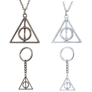 Collar con Colgante Triangular Geométrico de Aleación de Zinc Vintage, Diseño Luna y Reliquias de la Muerte, para Unisex, Mujeres y Niños - Regalo de Aniversario - Product Image 1