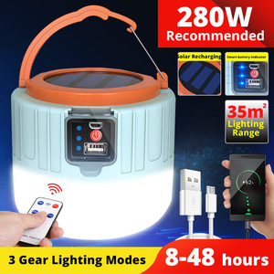 Lampe solaire LED portable, éclairage d'urgence extérieur avec crochet, chargement USB, pour le camping, le marché nocturne, l'usage domestique - Product Image 3