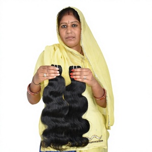 Extensions de Cheveux Naturels Bruts en Gros, 100% Cheveux Humains Vierges Indiens de Haute Qualité, Lots de Cheveux Noirs Ondulés (Bodywave), Ondulations Profondes Souples, 100g, Faits à la Machine - Product Image 1