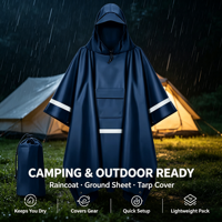 Poncho de pluie à bandes réfléchissantes, à capuche, pour forte pluie, multifonctionnel, élégant et polyvalent pour le camping, la pêche, les voyages