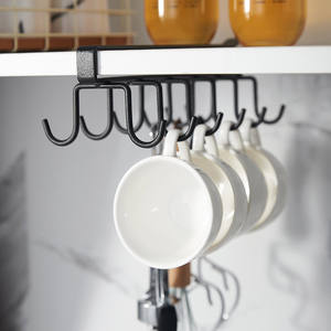 Organizador de tazas colgante para gabinete de cocina, montaje en pared, sin necesidad de taladrar, con recubrimiento en polvo, varios colores, tipo gancho - Product Image 1