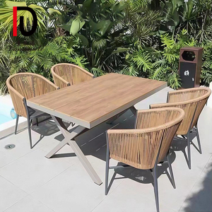 Ocio Muebles de exterior Patio Jardín Comedor Juegos de mesa de madera de plástico Cuerda Silla de mimbre - Product Image 5