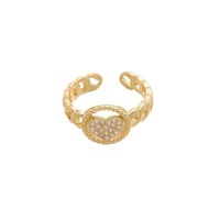 Bague à nœuds ouverte de style coréen avec oreilles de lapin mignonnes et design de feuille incrusté de pierres naturelles pour l'index des femmes