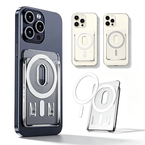 Novo Porta-Cartões Magnético Transparente Fosco Antiderrapante com Clipe Traseiro para Celular, Suporte para Cartões de Crédito, Fabricação OEM - Product Image 1