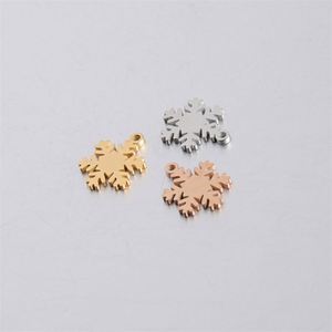 Pendentifs flocon de neige en acier inoxydable plaqué or, personnalisables en gros, pour la fabrication de bijoux pour enfants - Product Image 6