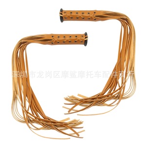 Puños de Cuero Moshark con Borlas de 15cm, Color Marrón, Accesorios Decorativos Retro para Motocicleta - Product Image 3