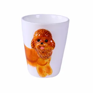 定制手绘可爱狗杯3d动物脸杯陶瓷杯咖啡水茶牛奶